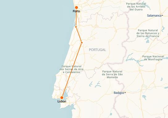 Porto Lisbon Train Map